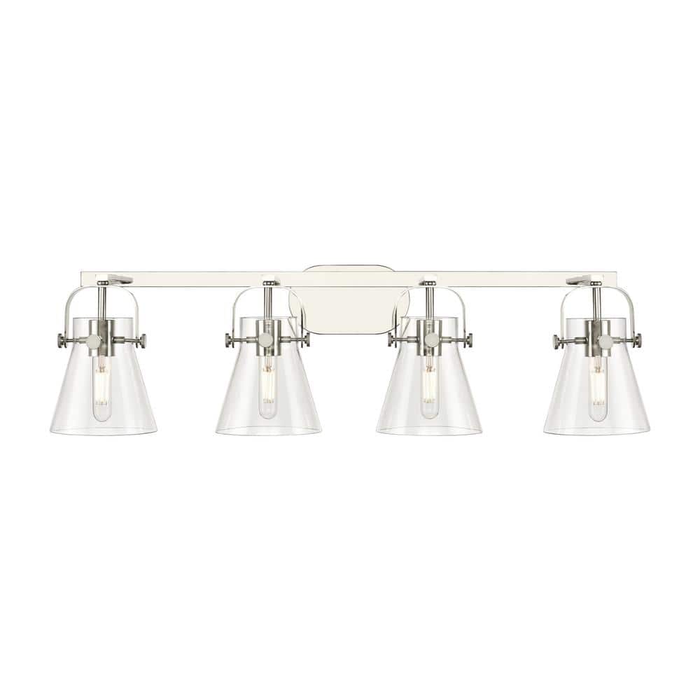Pilaster II Cone 36.5 in. 4-Light Polished Nickel Vanity Light with Glass Shade price history on PriceWatchPro