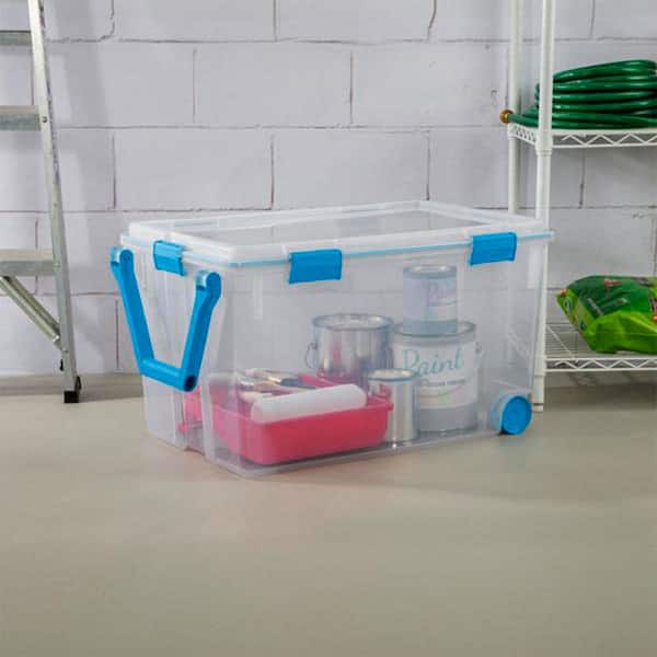 Sterilite 80 qt. Gasket Box Plastic, Blue Aquarium, Set of 4