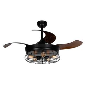 Benally 46 in. Indoor Black Downrod Mount Retractable Ceiling Fan with Light Kit Remote Control