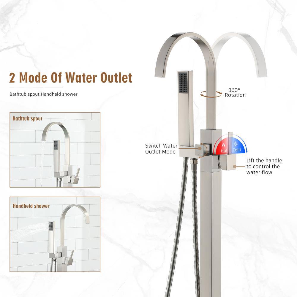 PENGFANG WORLDWIDE LLC P016BNTF Single Handle Floor Mounted Tub Faucet with Handshower