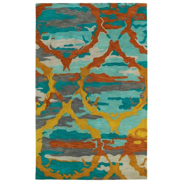 Kaleen Brushstrokes Teal 5 ft. x 8 ft. Area Rug BRS0291 5 X 7.9 The
