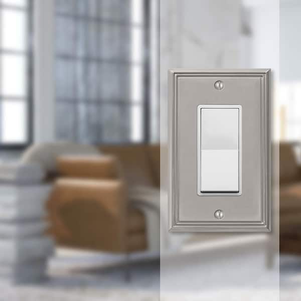 Rhodes 1 Gang Rocker Metal Wall Plate - Brushed Nickel