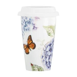 Butterfly Meadow 10 oz. Porcelain Mult-Color Blue Travel Mug