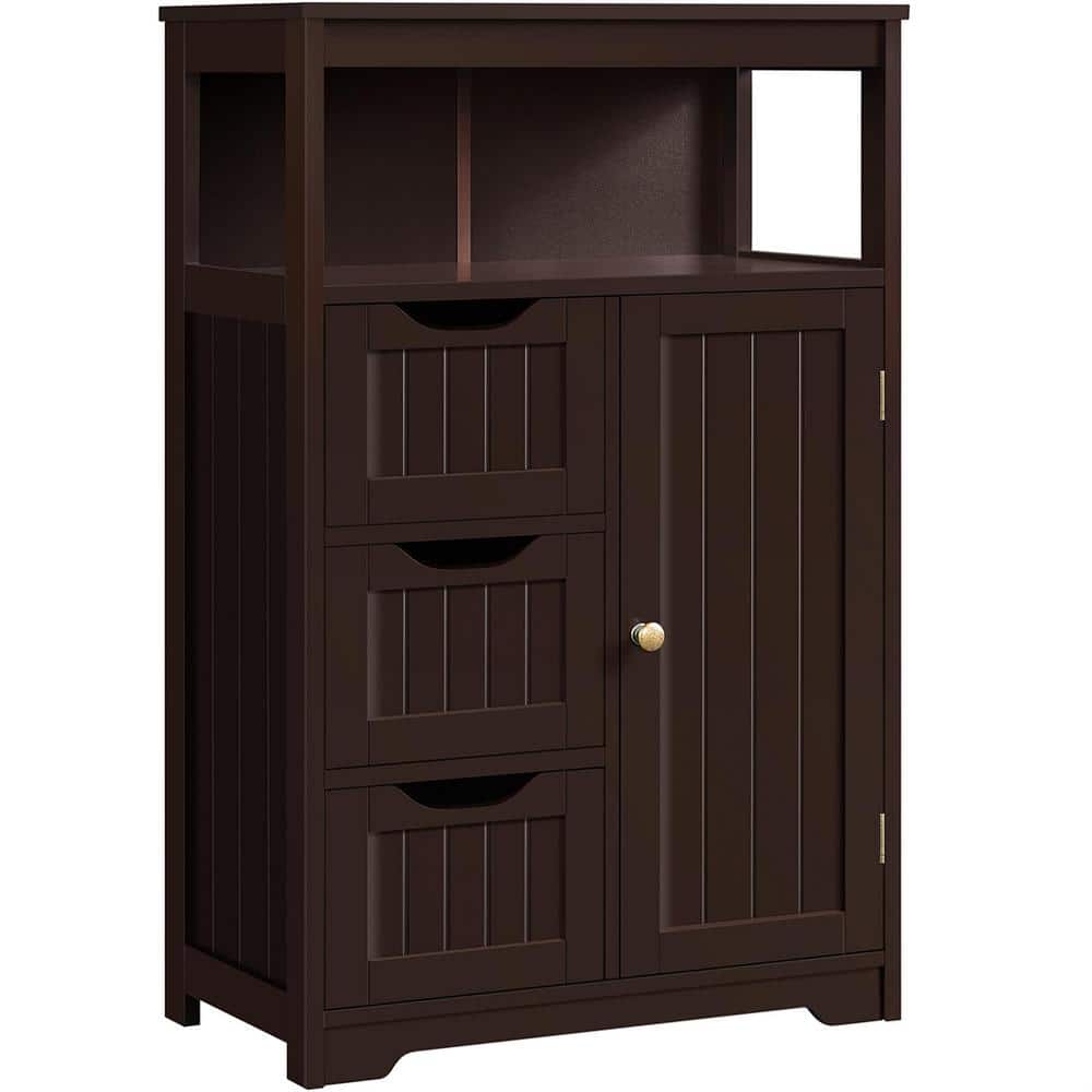 22 in. W x 12 in. D x 34 in. H Brown Bathroom Linen Cabinet Floor Cabinet w