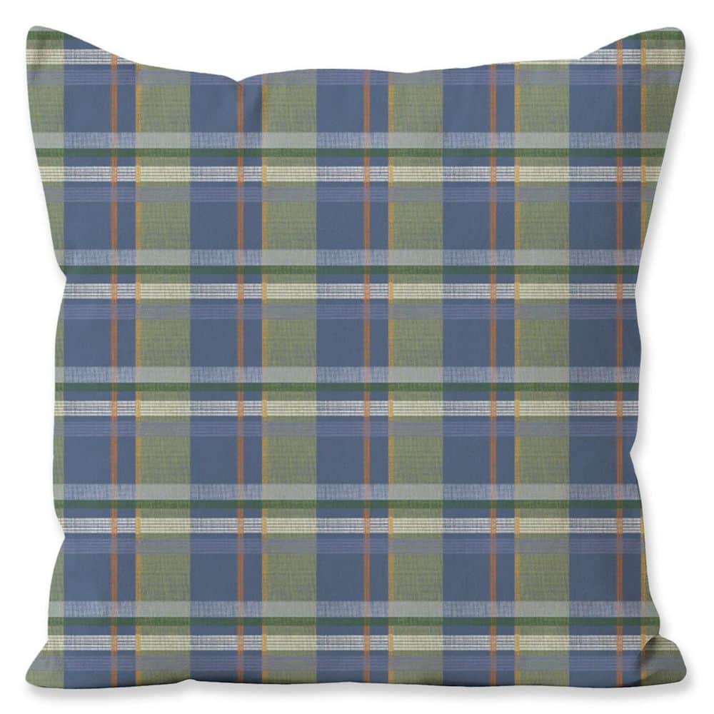 18 in. x 18 in. Outdoor Patio Throw Pillow in Blue Plaid price history on PriceWatchPro