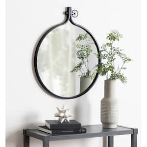 Medium Round Black Contemporary Mirror (28.5 in. H x 23.5 in. W)