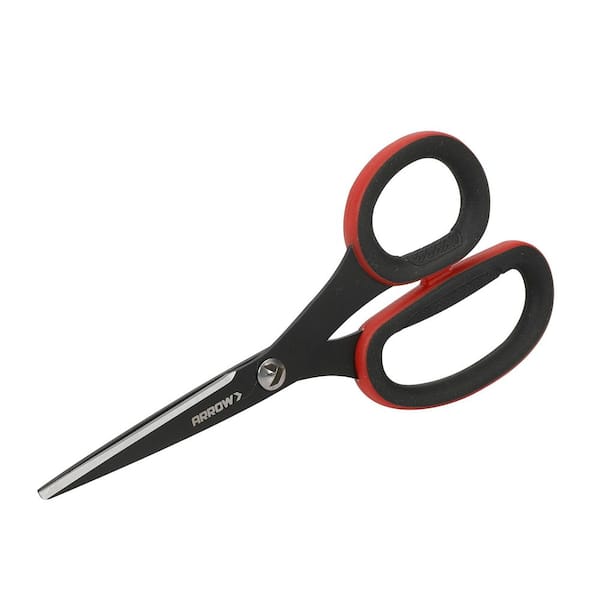 Arrow Multi-Use Stainless Steel Scissors, 6", Ergonomic Grip, Rust-Proof, Black/Red