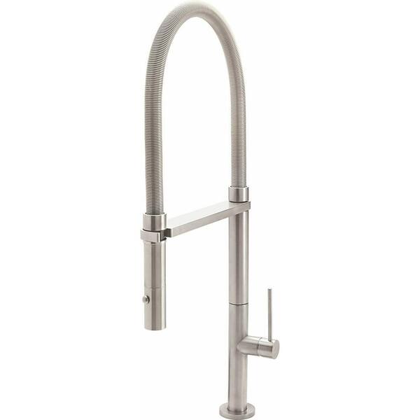CALIFORNIA FAUCETS Poetto Single Handle Pull Down Sprayer Kitchen Faucet with Button Sprayer in Graphite