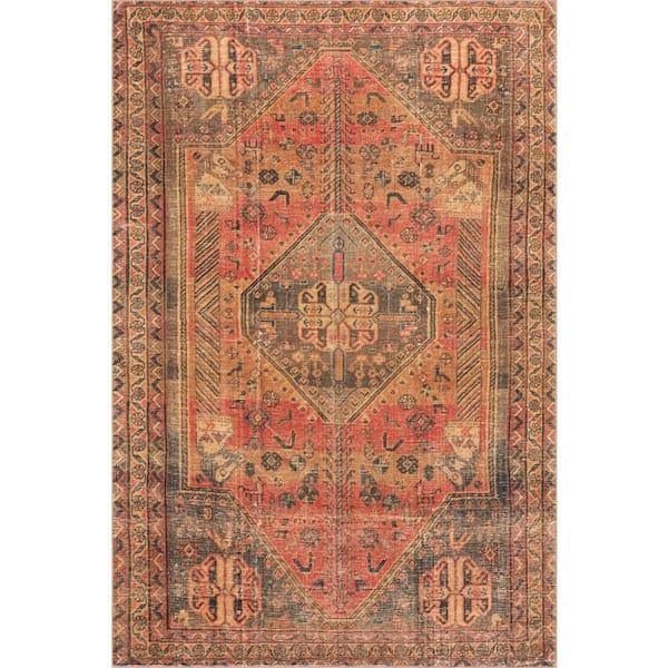 Ottavia Medallion Washable Area Golden 3 ft. x 5 ft. Indoor Area Rug