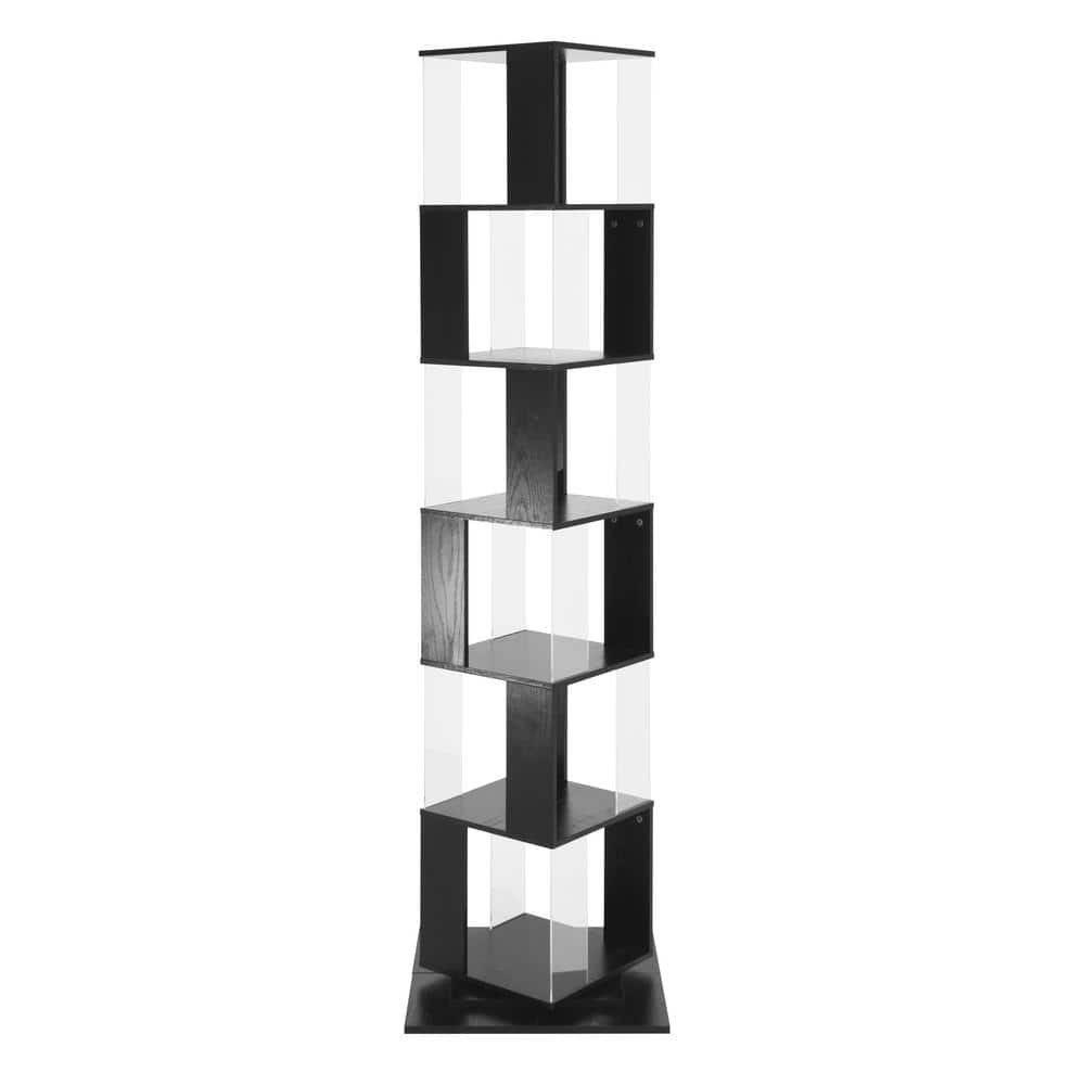 New 19.7 in. W x 19.7 in. D Black Rotating Decorative Wall Shelf Bookshelf: