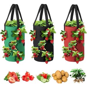 Strawberry Vegetable Rose Planting Bag 3 Gal. 12 Planting Holes Strong Hanging Handle Thickened Breathable Felt
