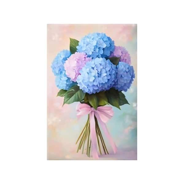 Blue Hydrangea Unframed Canvas Art Print 36 in. x 24 in