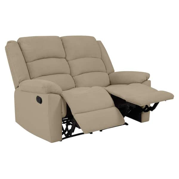 ProLounger 58 in. Barley Tan Polyester 2-Seater Reclining Loveseat with Round Arms