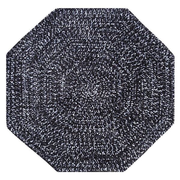 Better Trends Chenille Tweed Braid Collection Black & Gray 48" Octaganol 100% Polyester Reversible Indoor Area Rug
