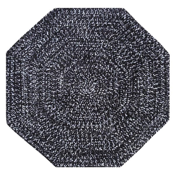 Better Trends Chenille Tweed Braid Collection Black & Gray 72 Octagonal 100% Polyester Reversible Indoor Area Rug