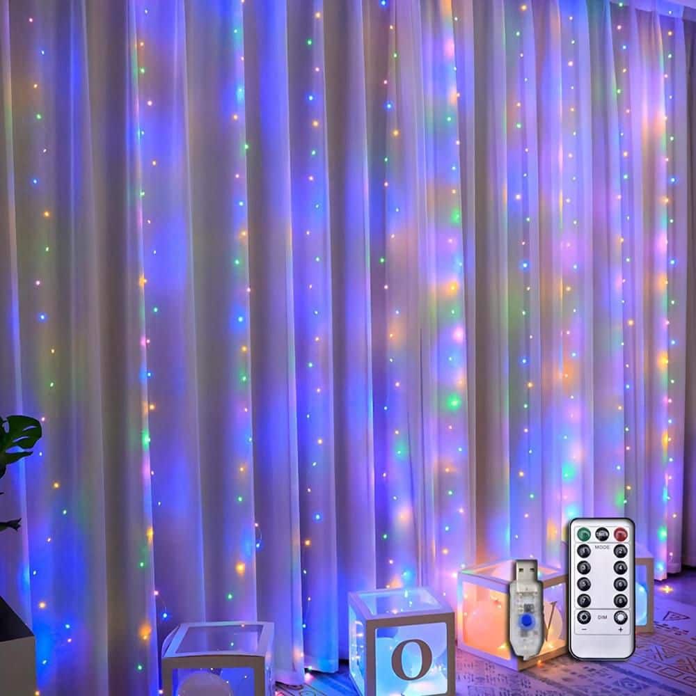 Decor 300 LED 9.7x9.7 ft Indoor Plug-in USB Powered Integrated LED Fairy Bulb RGB Curtain String Light Multicolor 1pack price history on PriceWatchPro