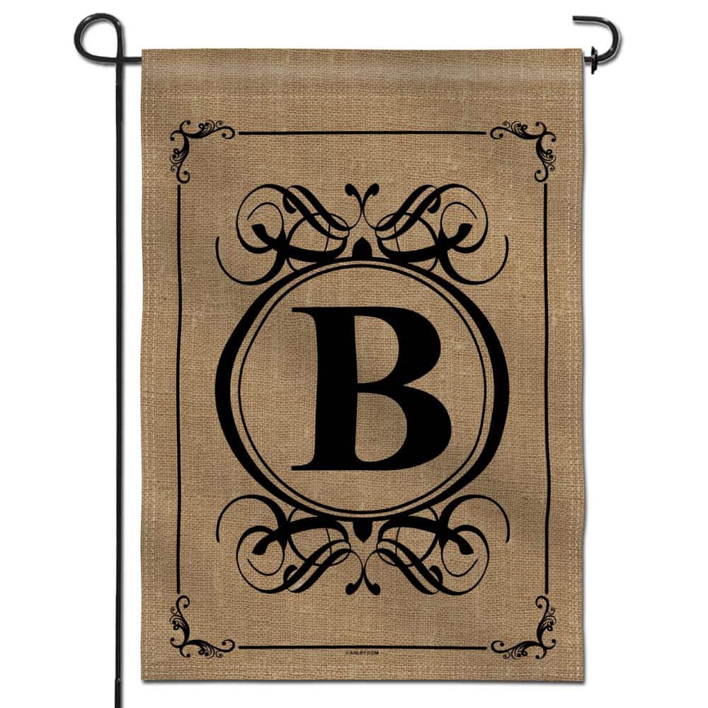 Classic Monogram Letter B Beige Polyester Garden Flag