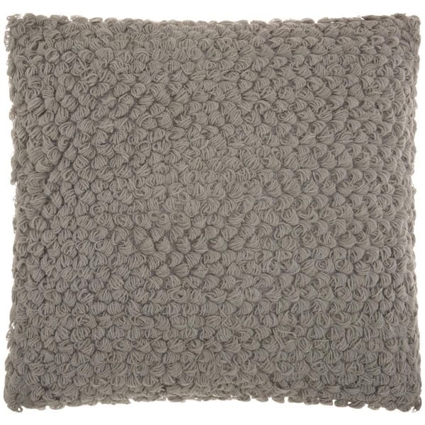 Light Gray Solid Polyester 20 in. X 20 in. Throw Pillow