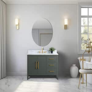 42 in. W x 22 in. D x 34 in. H Single Sink Bathroom Vanity Cabinet in Vintage Green with Engineered Marble Top