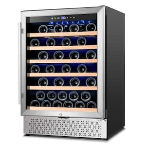 Cellar Cooling Unit 24 in. Single Zone 51-Bottle Built-In or Freestanding Wine Cooler with Door Lock, Stainless Steel