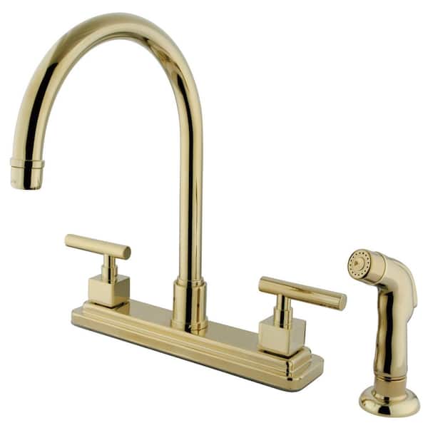Kingston Brass Claremont Two Handle Standard Kitchen Faucet in Polished Brass