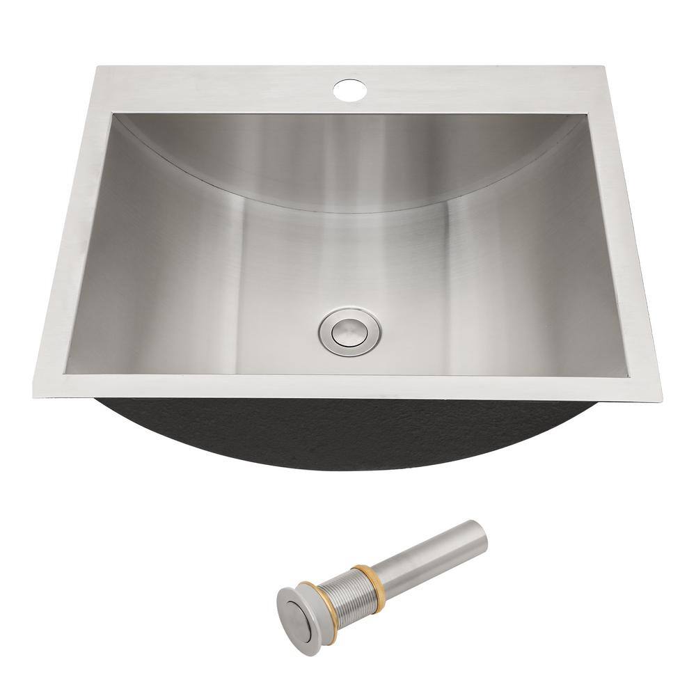 Yunus 21 in. Drop-in Brushed Nickel Stainless Steel Bathroom Sink with Pop Up Drain price history on PriceWatchPro