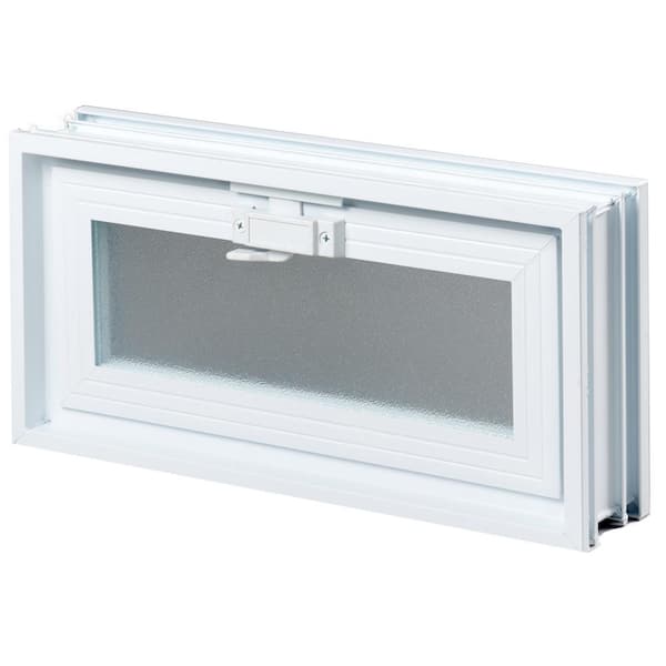 Clearly Secure 3 in. Thick Series 16 in. x 8 in. x 3 in. Hopper Vent for Glass Block Windows (Actual 15.5 x 7.75 x 3.12 in.)