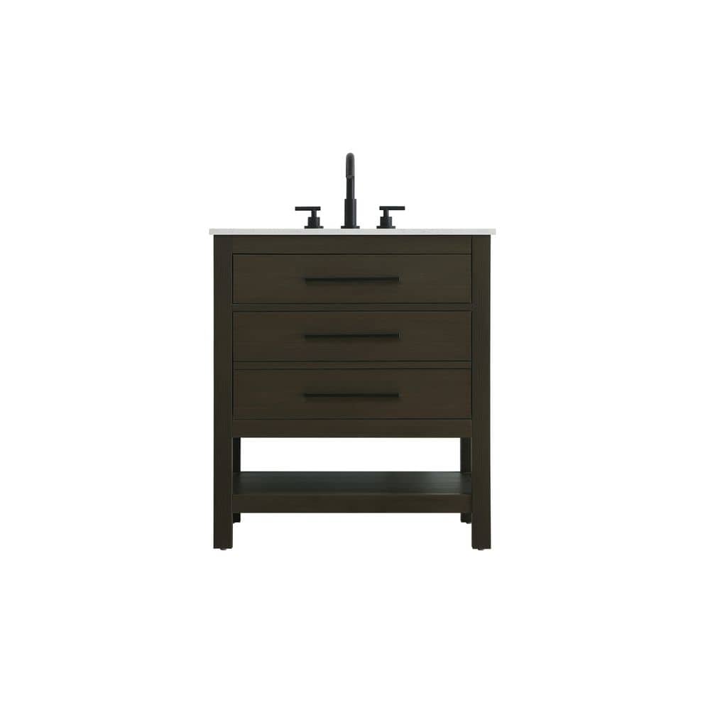 30 in. Single Sink Mocha Brown Bath Vanity with White Engineered Marble Top price history on PriceWatchPro