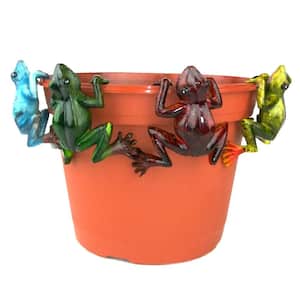 4-Piece Multi-Colored Frog Pot Sitter Hanger