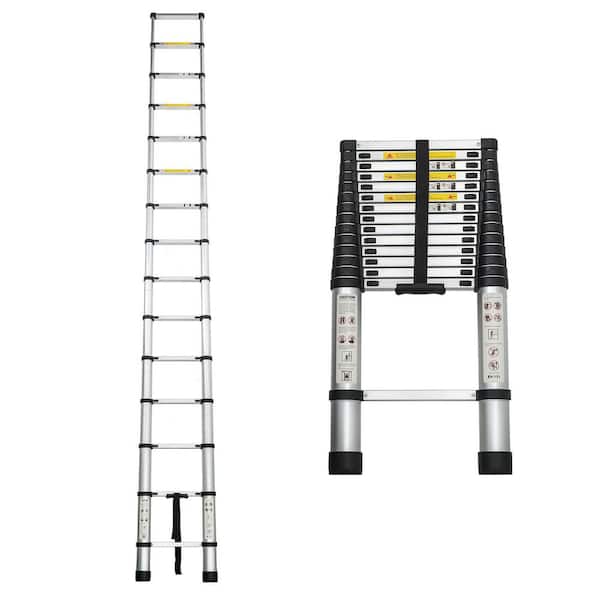 14.5 ft. Aluminum Telescoping Extension Ladder with 300 lbs. Load Capacity Type IA Duty Rating for Home, Outdoor