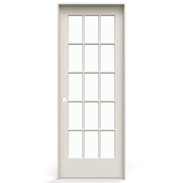 MMI DOOR 30 in. x 80 in. Right Handed Primed Composite Clear Glass