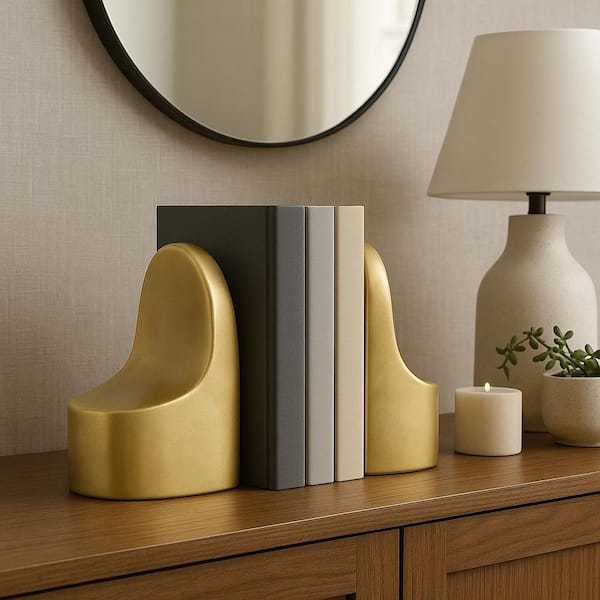 Gold Ceramic Contemporary Bookends (Set of 2)