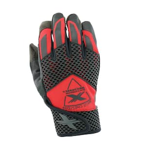 Extreme Work Medium Black/Red Safety Performance Synthetic Leather Work Glove w/ Spandex Back & Touch Screen Capability