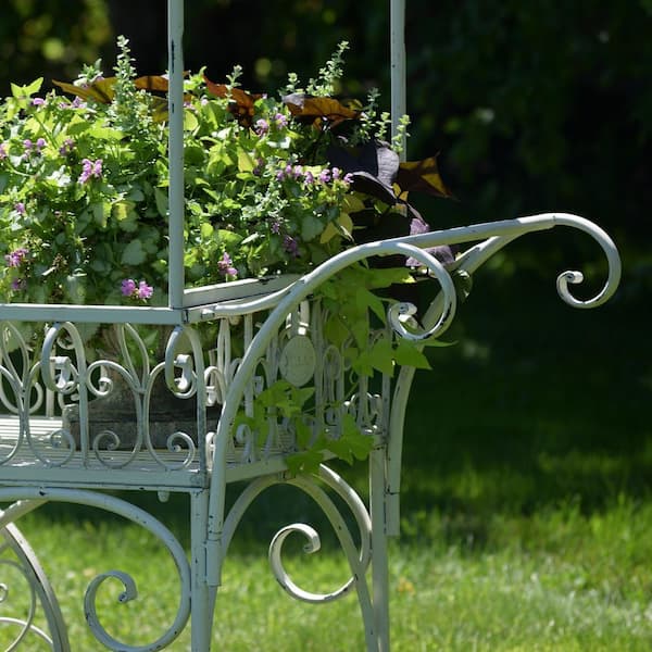 Zaer Ltd. International 7.9 ft. Tall Antique White Iron Flower
