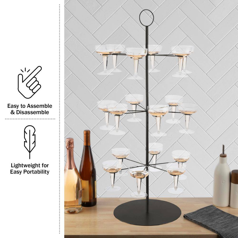 Lavish Home Black 3-Tier Iron Cocktail Tree Stand
