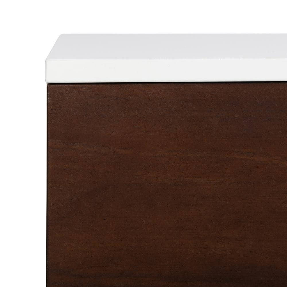 Genevieve 54" White and Walnut TV Stand with Gold Legs