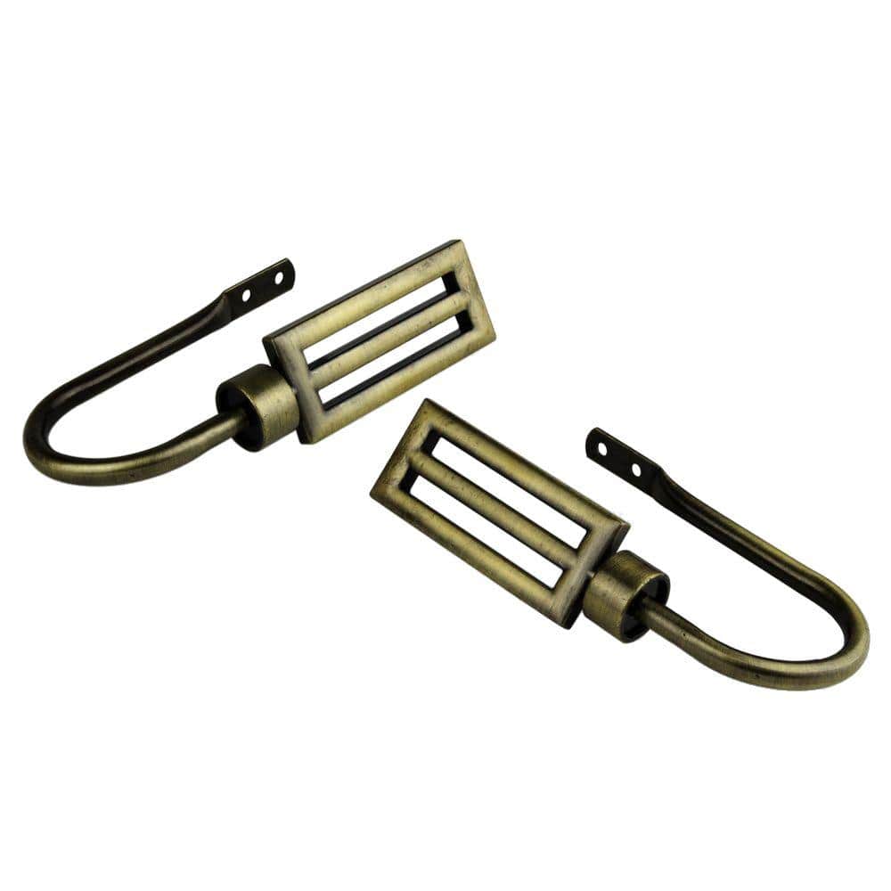 Antique Brass Metal Curtain Holdback Set