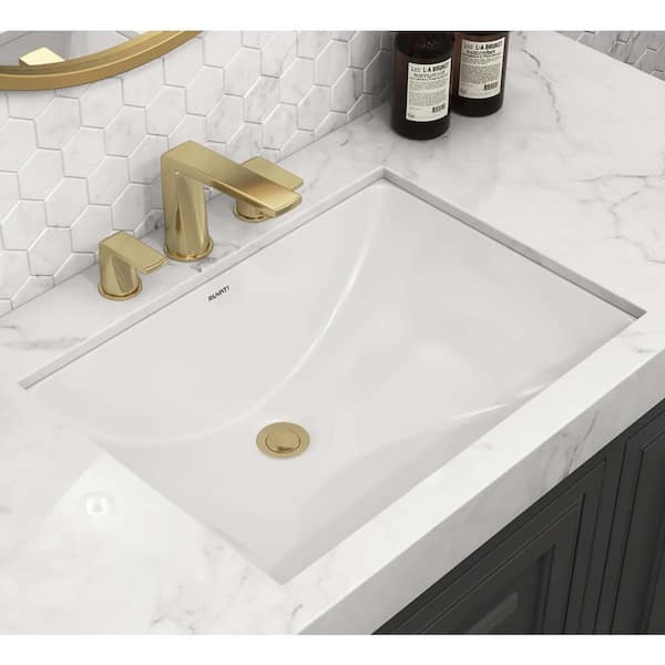 Krona 18 in. Undermount Rectangular Bathroom Vanity Sink in White Porcelain Ceramic with Overflow