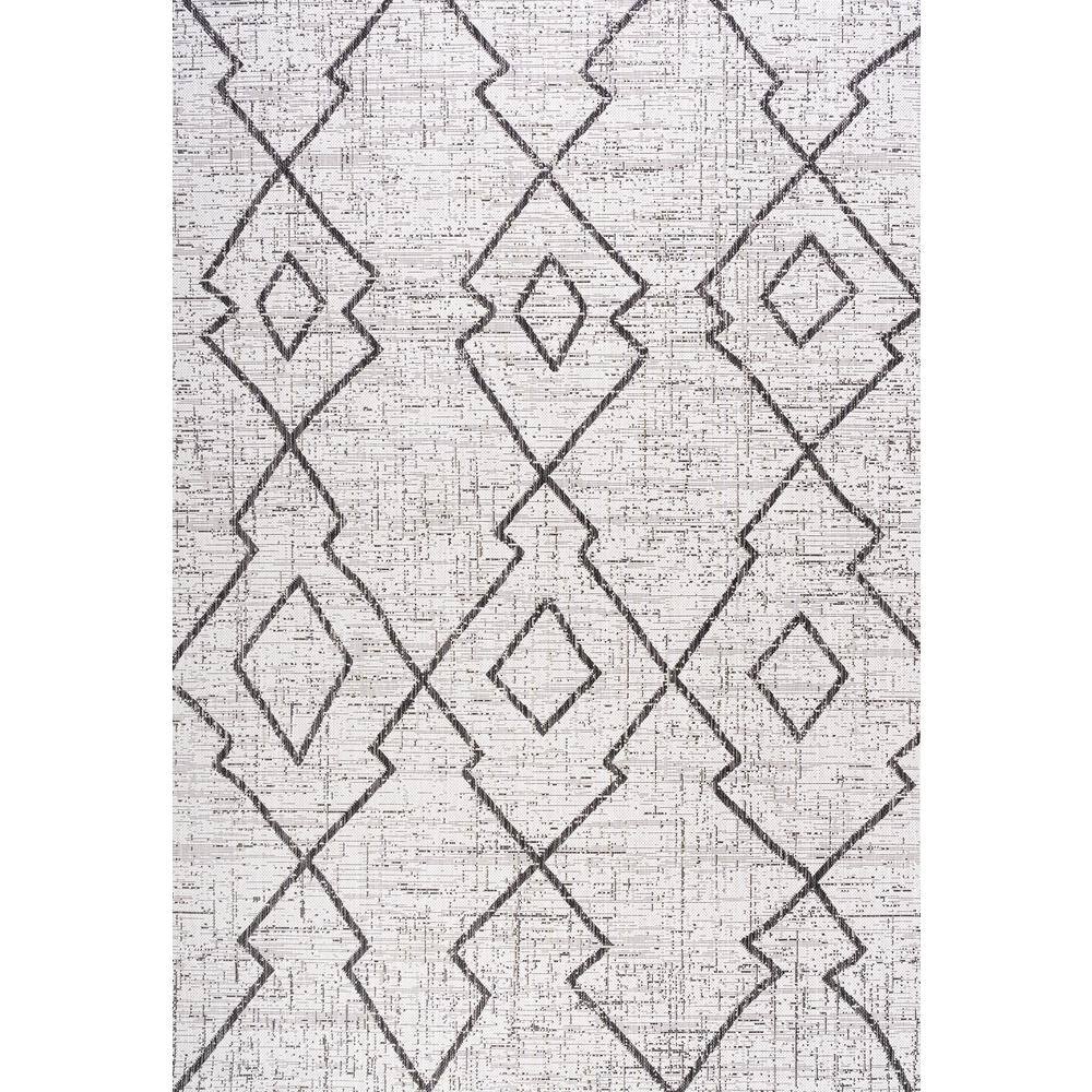 Reversible Black Trellis Synthetic Indoor/Outdoor Rug