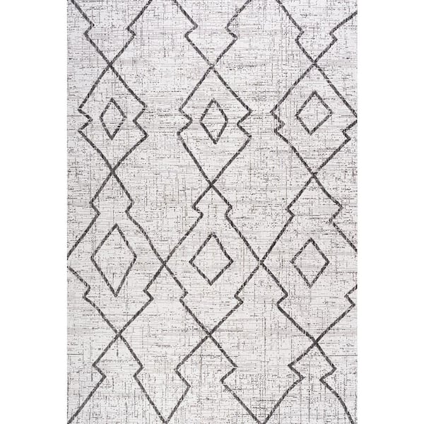 Carwa Tribal Diamond Trellis Ivory/Black 5 ft. x 8 ft. Indoor/Outdoor Area Rug