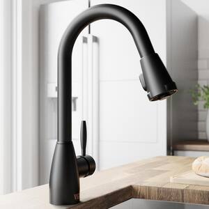 Graham Single Handle Pull-Down Sprayer Kitchen Faucet in Matte Black