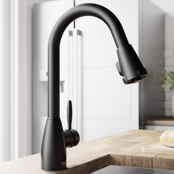 VIGO Graham Single Handle Pull-Down Sprayer Kitchen Faucet in Matte Black