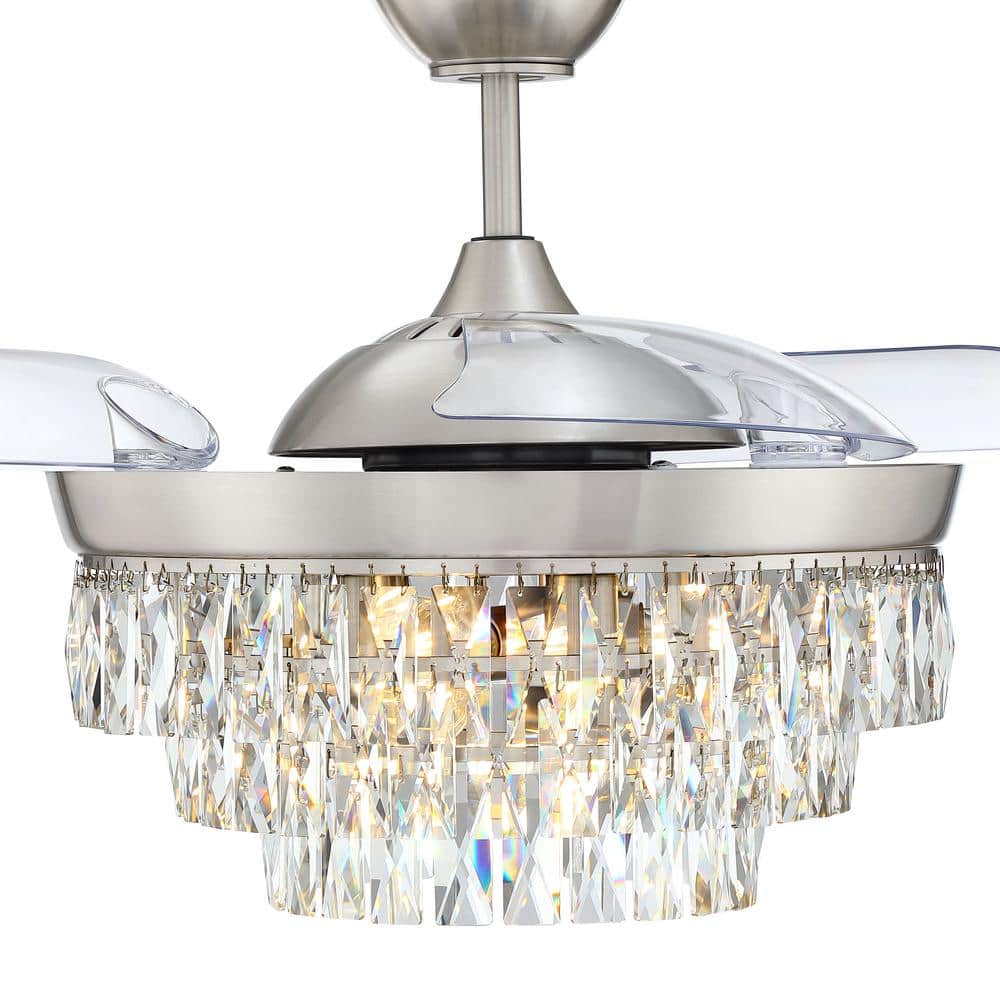 Sofia 42" Brushed Nickel Ceiling Fan with Clear Acrylic Blades and LED Light