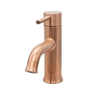 Aruba 1-Handle Single Hole Bathroom Faucet in Rose Gold