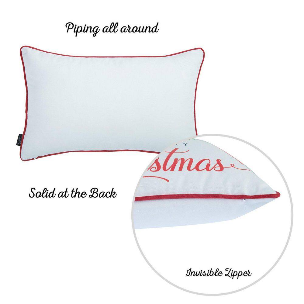 Christmas 12" X 20" Red and White Christmas Polyester Pillow Cover