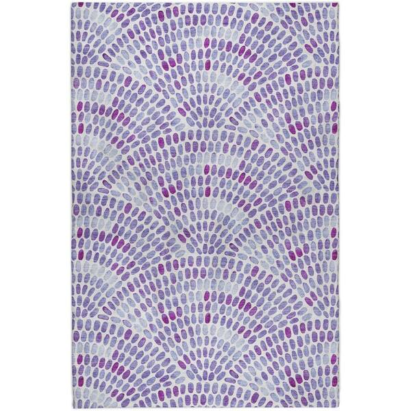 Dream Shag Premium Machine Washable Abstract ADS186 Purple 3 ft. x 5 ft. Area Rug