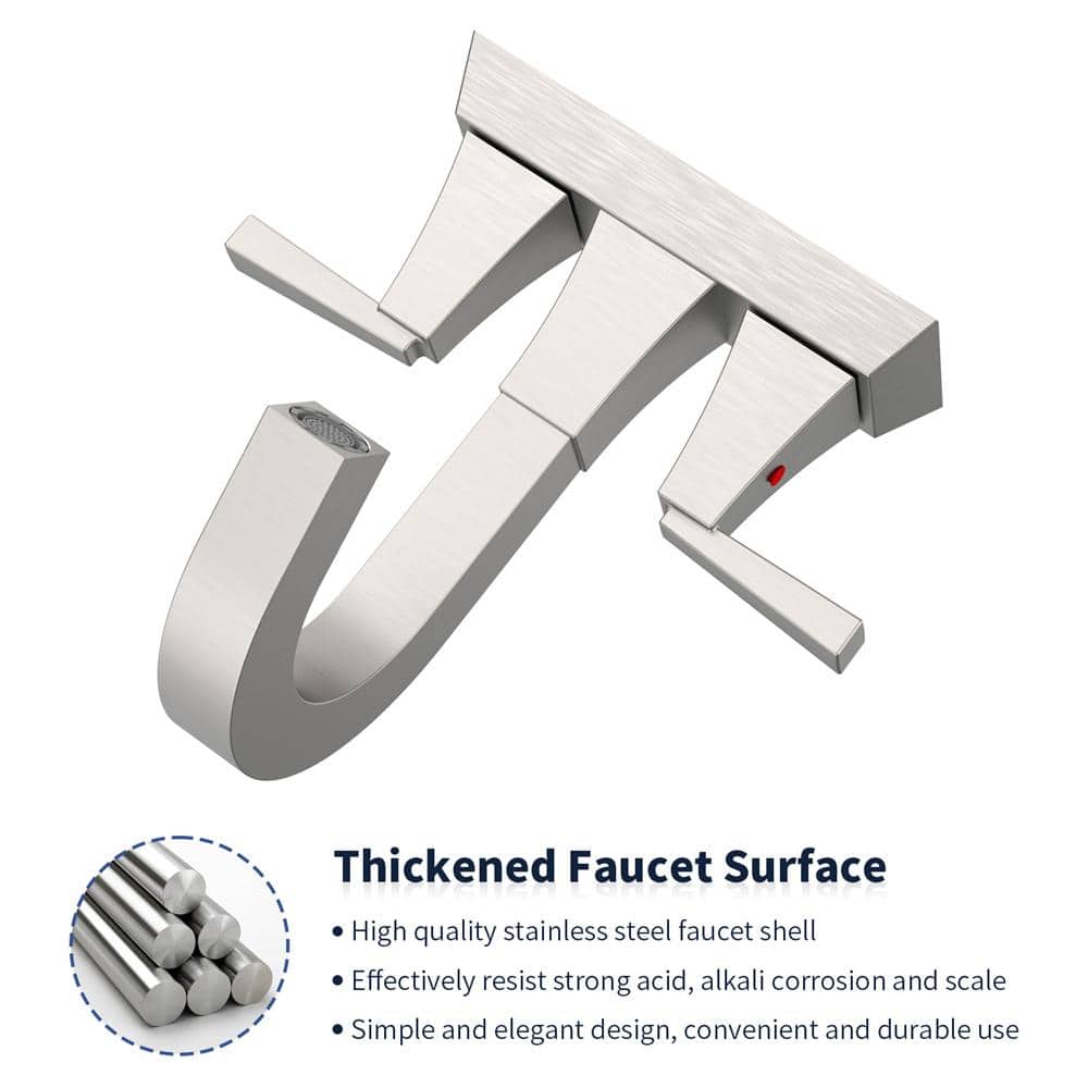 Brushed Nickel Double Handle Mid Arc Bathroom Faucet