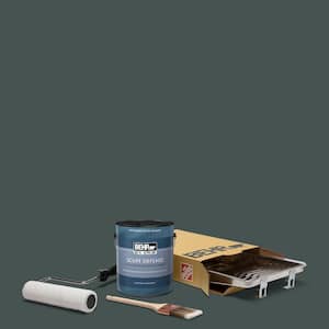 1 gal. #MQ6-44 Black Evergreen Extra Durable Satin Enamel Interior Paint and 5-Piece Wooster Set All-in-One Project Kit