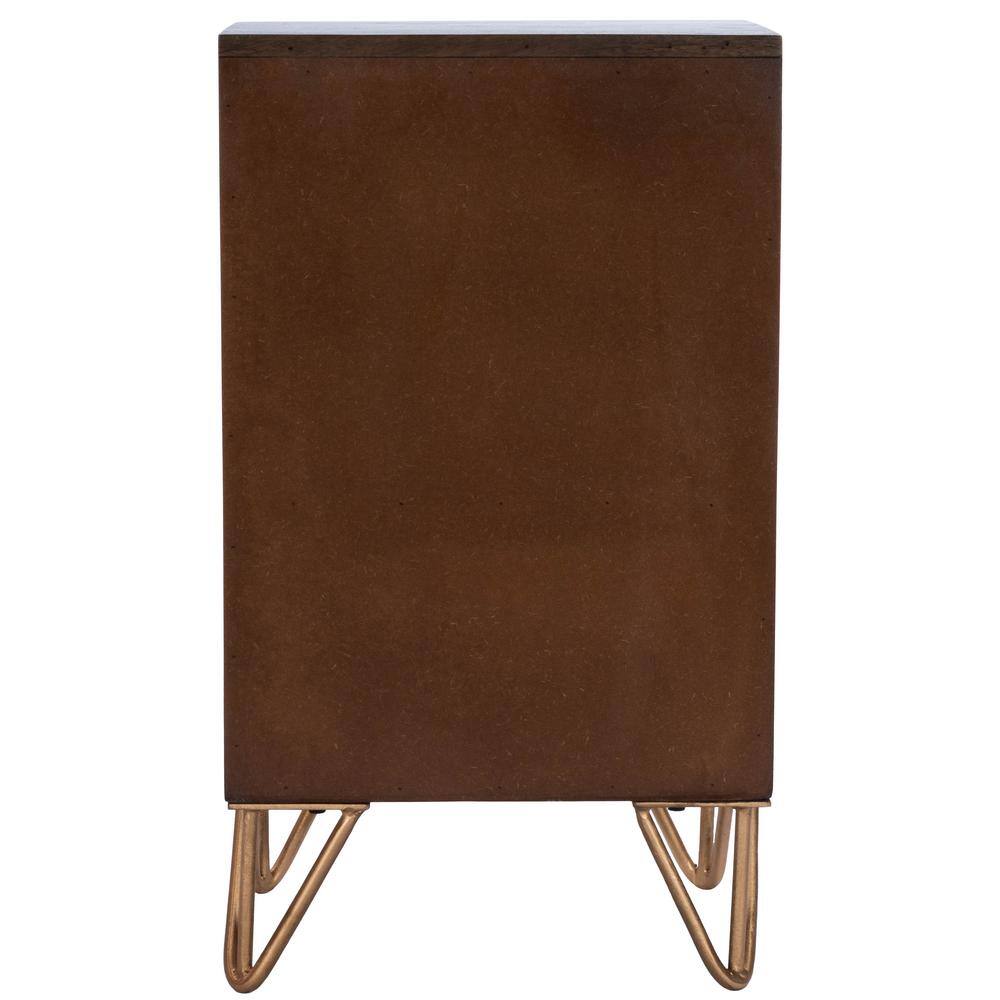Alda Mango Wood and Brass Inlay Chairside Chest with Storage