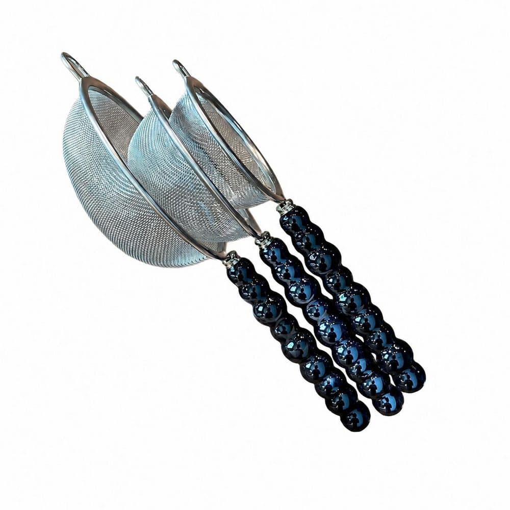 3-Size Fine Mesh Kitchen Strainer Set with Non-Slip Ceramic Handle